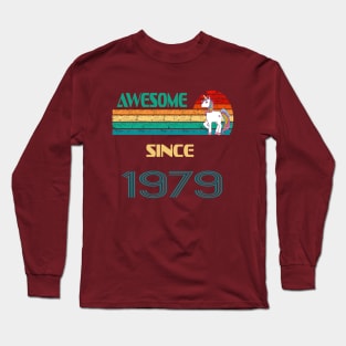 Awesome Since 1979 Funny 40th Birthday Unicorn Lover Gift Idea Long Sleeve T-Shirt